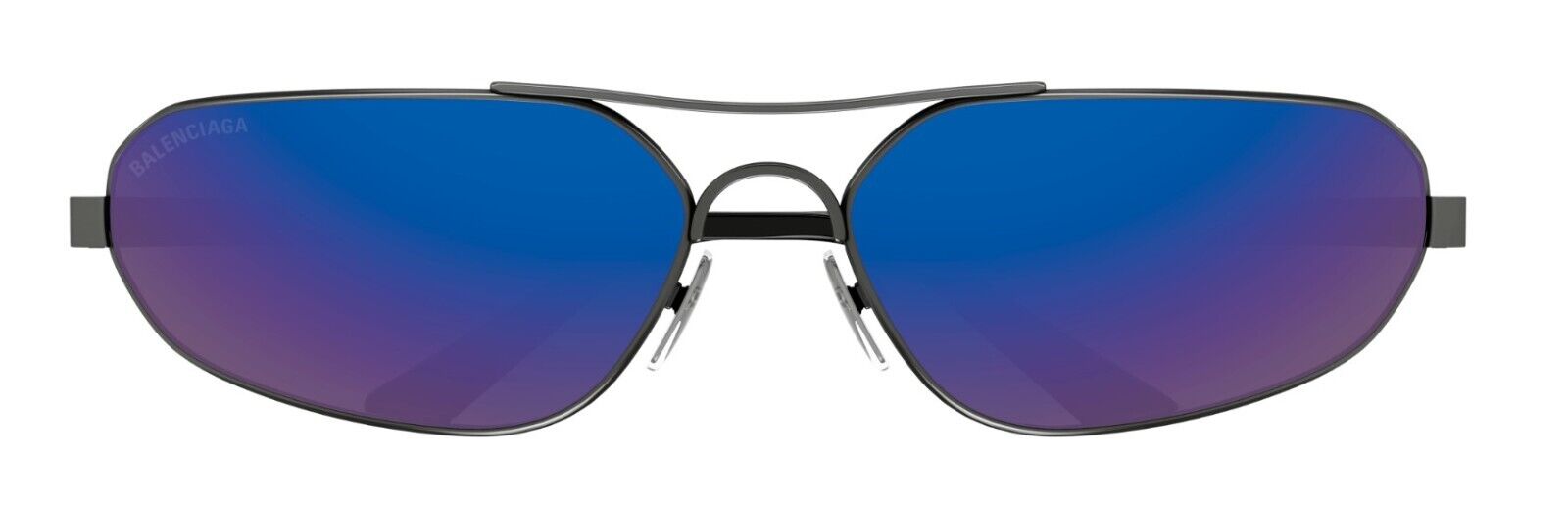Balenciaga BB0227S-004 Gunmetal/Blue Rectangle Men's Sunglasses