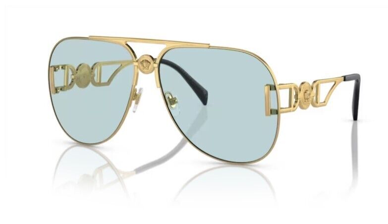 Versace 0VE2255 1002/1 - Gold / Light Blue Wide Square Men's Sunglasses