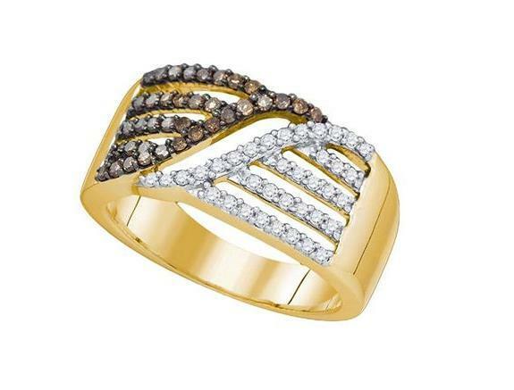 10kt Yellow Gold Brown Diamond Womens Bridal Ring 1/2 Cttw