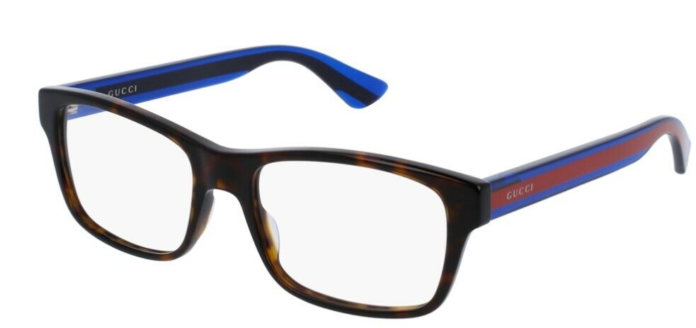 Gucci GG 0006ON-007 Havana Red/Blue Square Unisex Eyeglasses