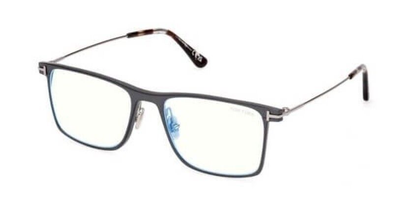 Tom Ford FT5865-B 020 Matte Stone Grey/Blue Block Square Men's Eyeglasses