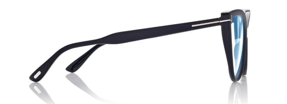 Tom Ford FT5843-B 005 Matte Black/Blue Block Cat-Eye Women's Eyeglasses