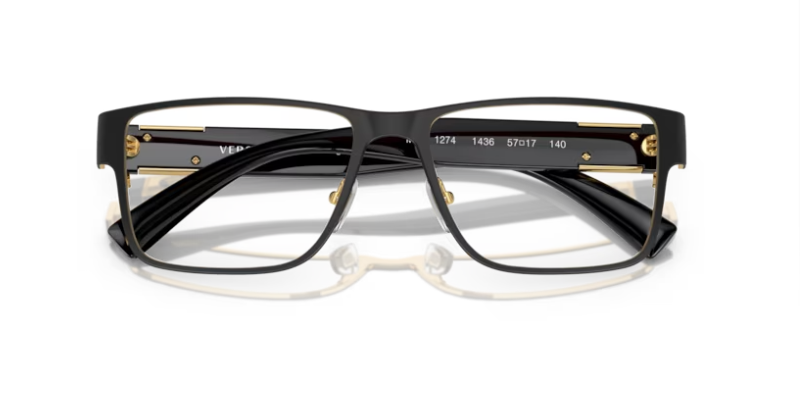 Versace 0VE1274 1436 Black 57mm Rectangular Men's Eyeglasses