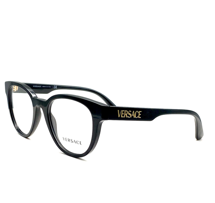 Versace VE3317 GB1 Black Full-Rim Round Men's Eyeglasses
