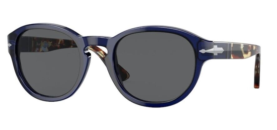 Persol 0PO3304S 1183B1 Opal Blue/Dark Grey Oval Unisex Sunglasses