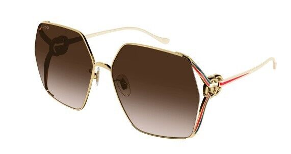 Gucci GG1322SA 002 Gold-Ivory/Brown Oversized Gradient Square Women's Sunglasses