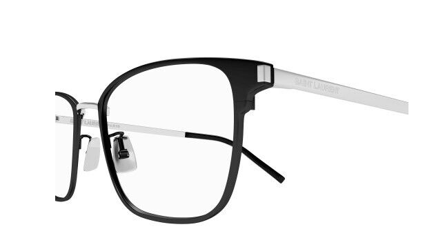 Saint Laurent SL 585 002 Black-Silver Rectangular Men's Eyeglasses