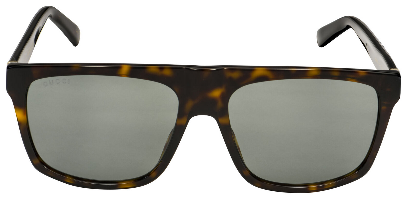 Gucci GG 0450 S 002 Havana Gold/Green Rectangle Men's Sunglasses