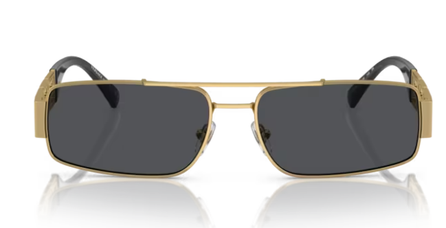 Versace 0VE2257 100287 Gold/ Dark Grey  Rectangular Men's Sunglasses
