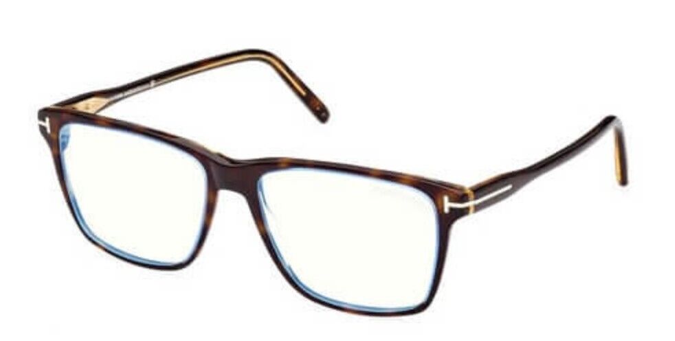 Tom Ford FT5817-B 055 Classic Havana /Blue Block Square Men's Eyeglasses
