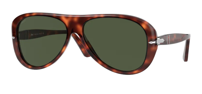 Persol 0PO 3260S 24/31 Havana/Green Pilot Unisex Sunglasses