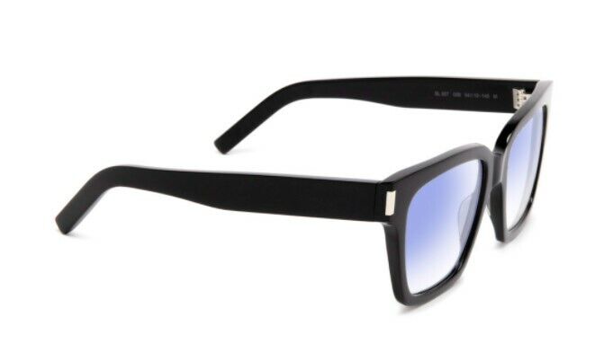 Saint Laurent SL507 009 Black Transparent Rectangular Unisex Sunglasses