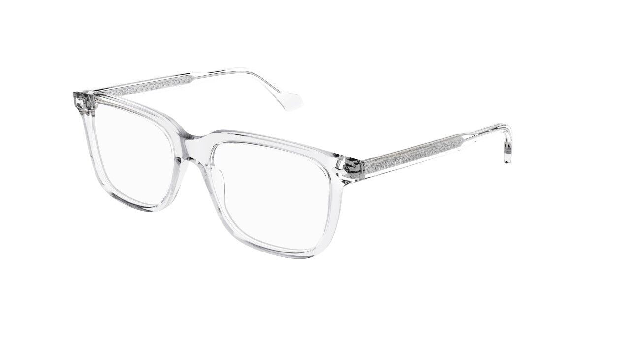 Gucci GG0737O 018 Transparent Crystal Oversized Rectangular Men's Eyeglasses