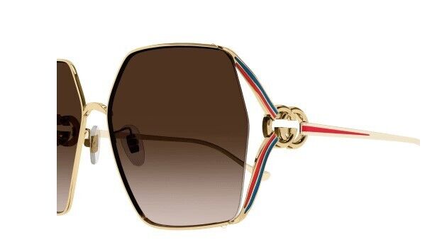 Gucci GG1322SA 002 Gold-Ivory/Brown Oversized Gradient Square Women's Sunglasses