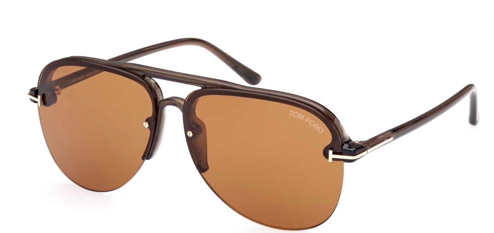 Tom Ford FT 1004 Terry-02 51E Shiny Pale Gold/Brown Men's Sunglasses