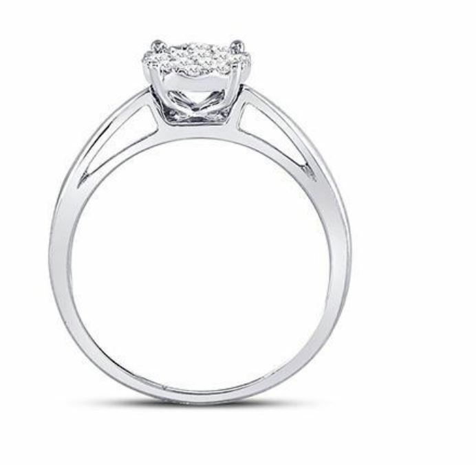 14kt White Gold Diamond Soleil Women Princess Bridal Ring 1/4 Cttw