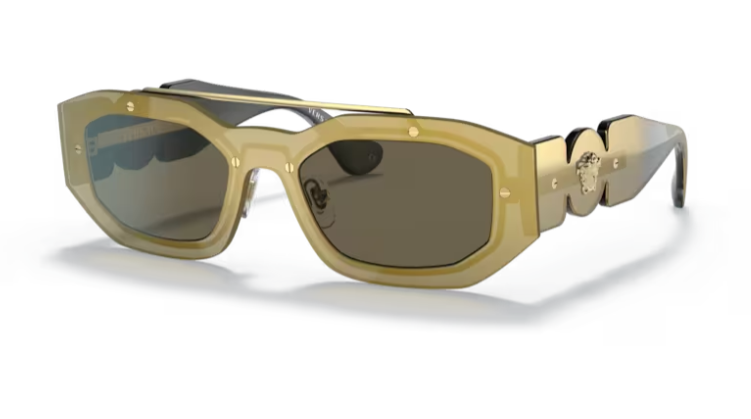 Versace 0VE2235 1002/3 Transparent Brown mirror gold/Brown Oval Men's Sunglasses
