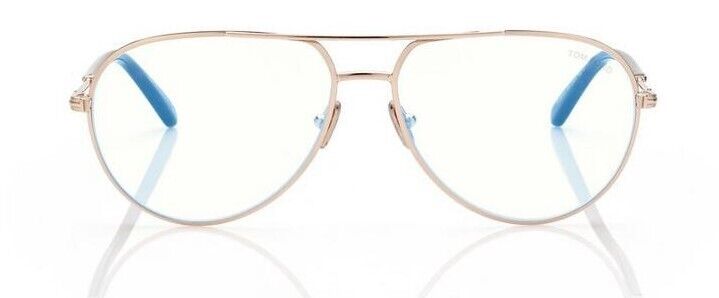 Tom Ford FT5829-B 028 Shiny Rose Gold/Blue Block Men's Eyeglasses