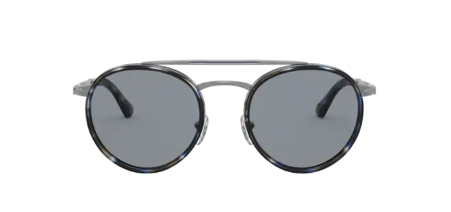 Persol 0PO 2467S 109956 Gunmetal & Blue Grid/Light Blue Sunglasses