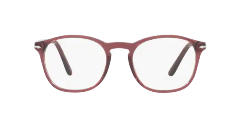 Persol 0PO3007V 1104 Red Burned Transparent/ Silver Square Men's Eyeglasses