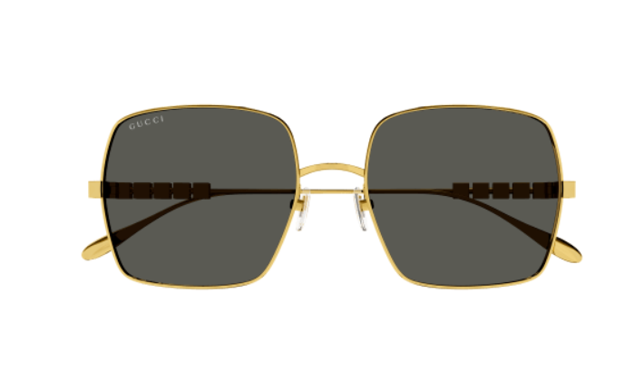 Gucci GG1434S 001 Gold/Grey Oversized Square Women's Sunglasses
