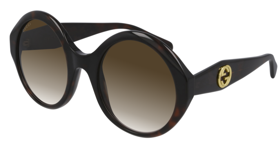 Gucci GG 0797S 002 Havana/Brown Gradient Round Women's Sunglasses
