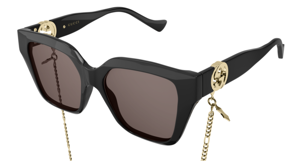 Gucci GG1023S 005 Black/Brown/Gold Cat Eye Women Sunglasses