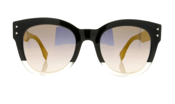 Fendi FF 0239/S 071C/FQ Black Yellow/Grey Gold Mirrored Round Women's Sunglasses