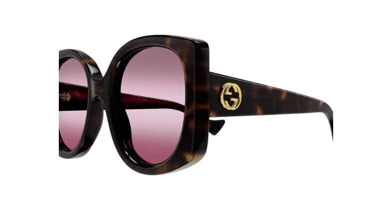 Gucci GG1257S 003 Havana/Red Gradient Square Women's Sunglasses