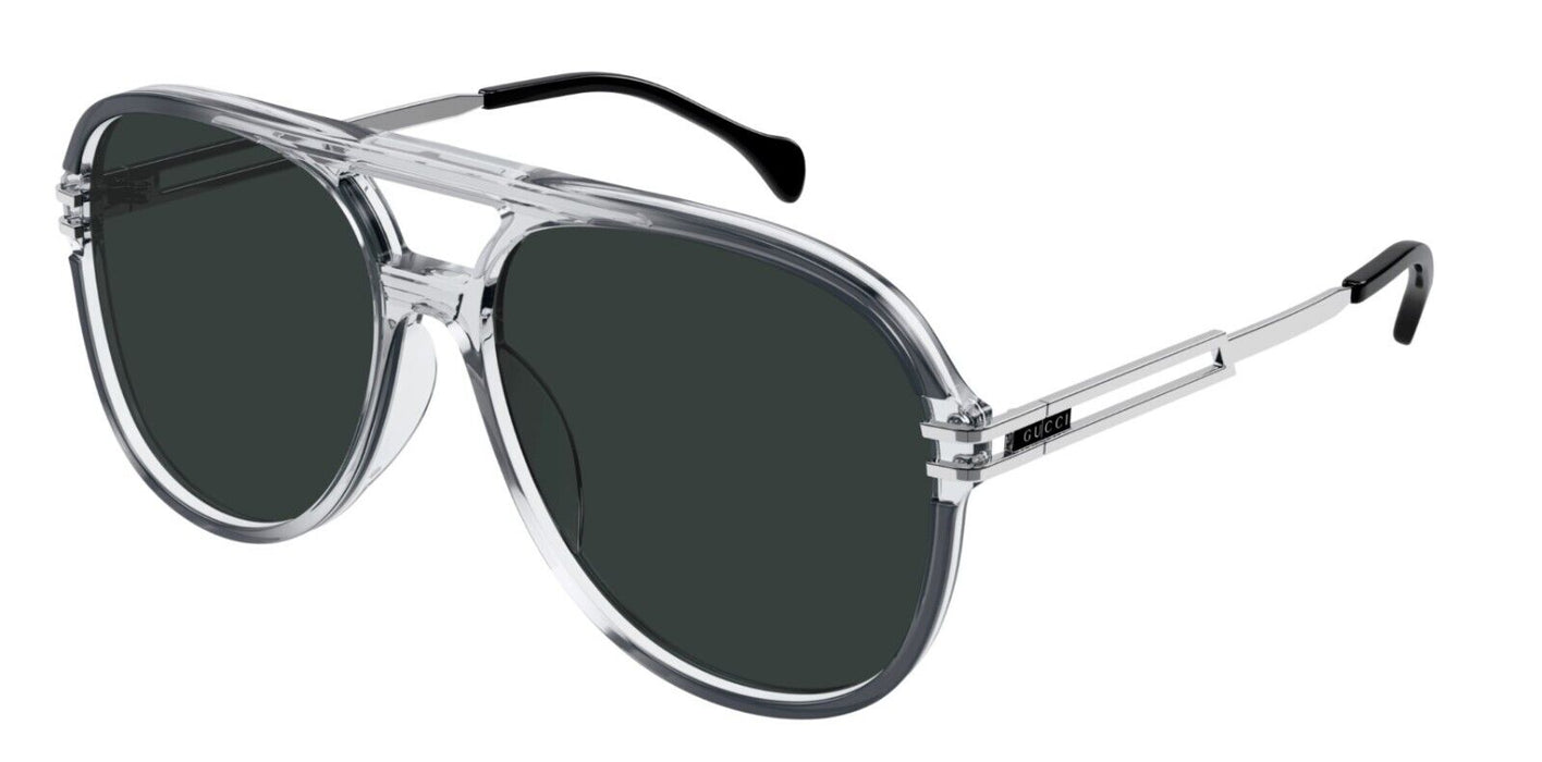 Gucci GG1104S 001 Grey/Grey Oversize Teardrop Men's Sunglasses