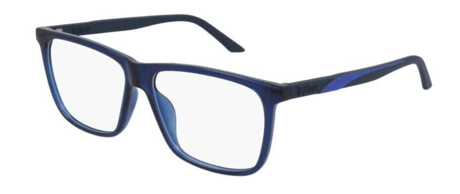 Puma PU0334O 003 Blue-Blue Rectangular Full-Rim Unisex Eyeglasses
