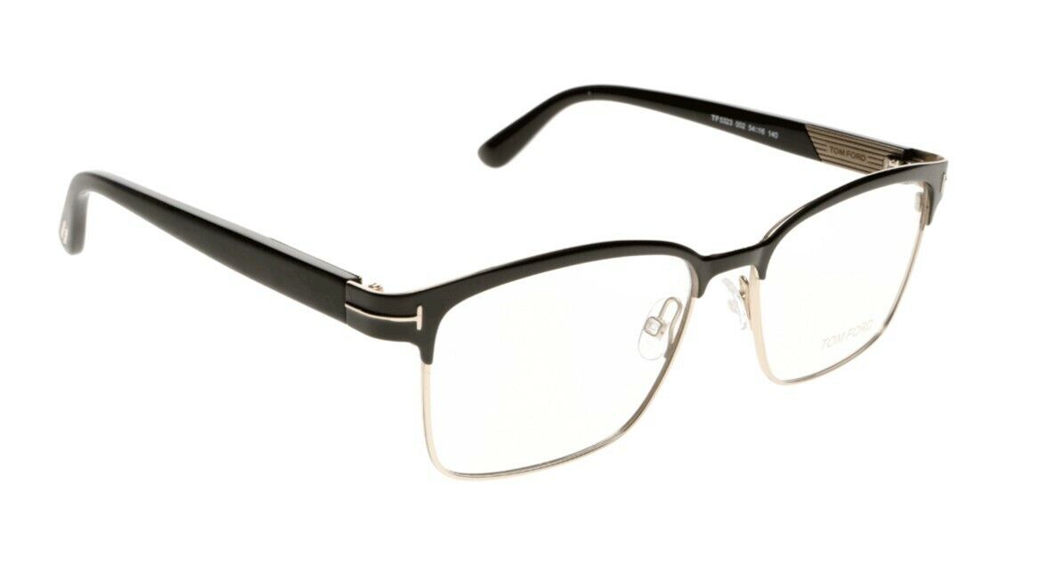Tom Ford FT5323 002 Matte Black Shiny Rose Gold Rectangular Men's Eyeglasses