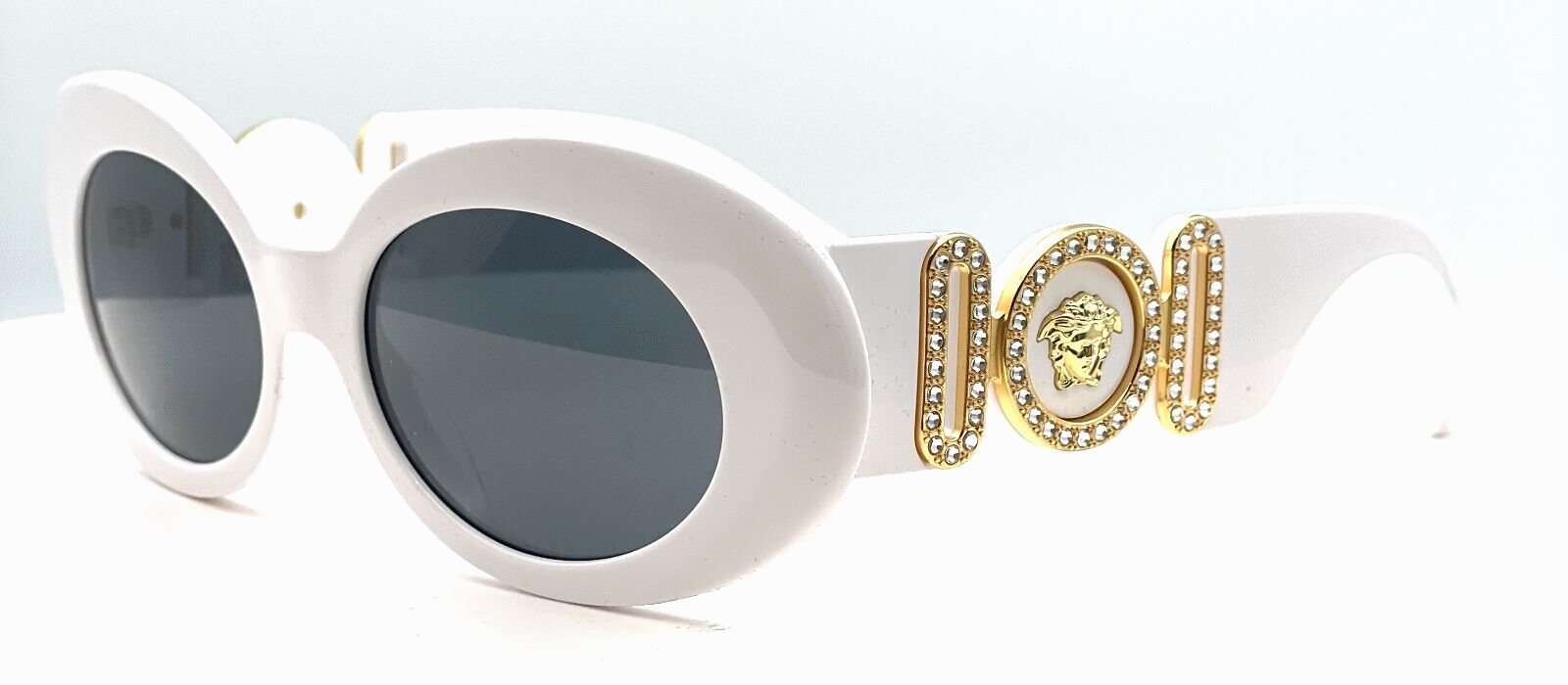 Versace VE4426BU 314/87 White-Gold/Dark Gray Oval Women's Sunglasses