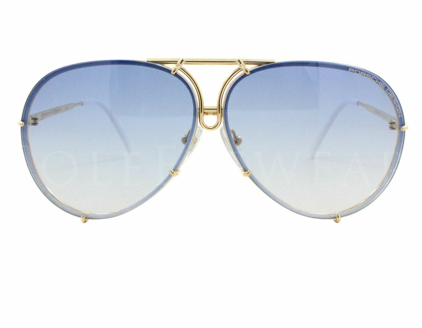New Porsche Design P 8478 W Gold/ Blue Gradient Brown Sunglasses