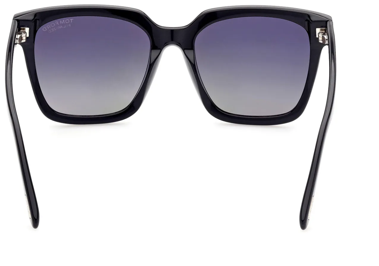 Tom Ford FT 0952 Selby 01D Shiny Black Smoke Polarized Gradient Women Sunglasses