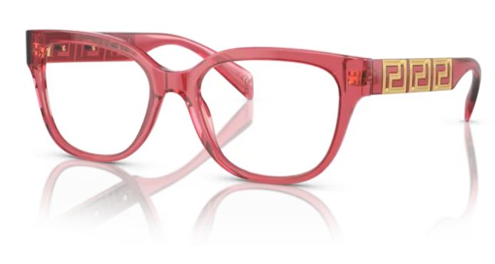 Versace 0VE3338F 5409 Transparent red Soft Square Eye Women's Eyeglasses