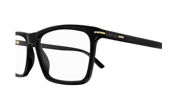 Gucci GG1445O 001 Black Clear Rectangular Men's Eyeglasses