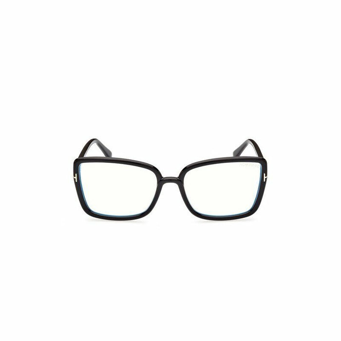 Tom Ford FT5813-B 001 Shiny Black T Logo/Blue Block Butterfly Women EyeGlasses
