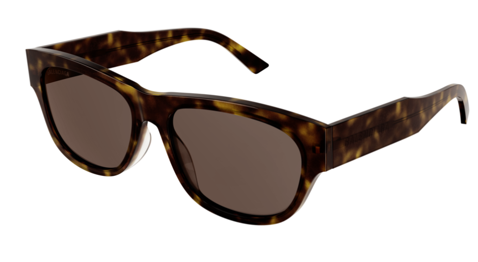 Balenciaga BB0164S 002 Havana Brown Rectangle Men Sunglasses
