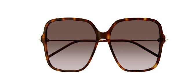 Gucci GG1267S 002 Havana-Gold/Brown Gradient Oversized Square Women's Sunglasses