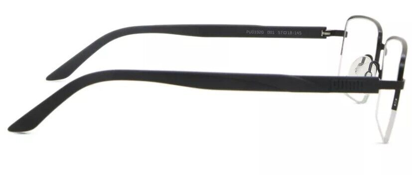Puma PU0332O 001 Black-Black Rectangular Semi-Rim Metal Unisex Eyeglasses