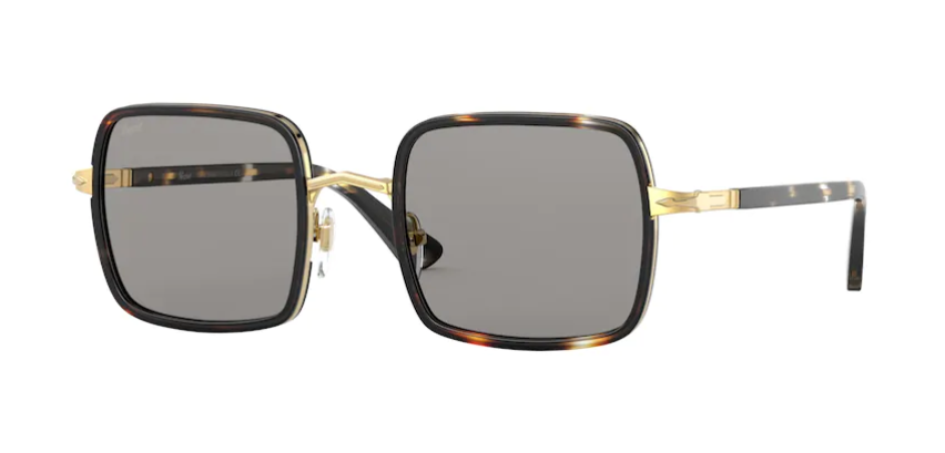 Persol 0PO 2475S 1100R5 Gold Striped Brown/Smoke Unisex Sunglasses