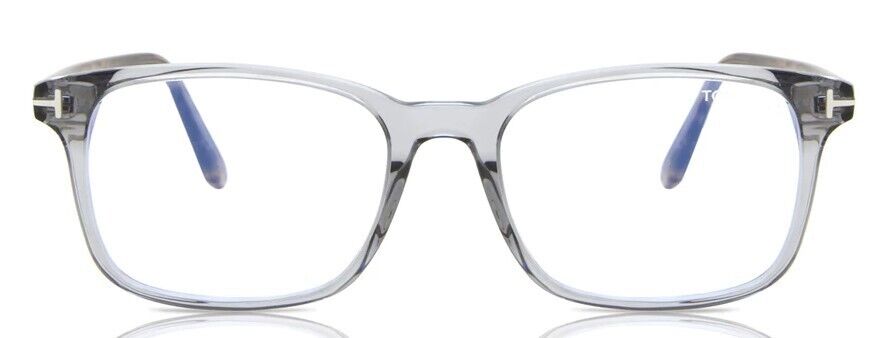 Tom Ford FT5831-F-B 020 Shiny Transparent Grey/Blue Block Square Eyeglasses