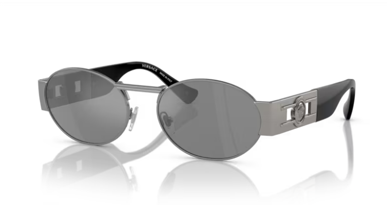 Versace VE2264 1261/1 Grey / Matte Black Oval Men's Sunglasses