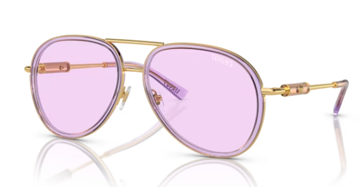 Versace VE 2260 10021A Lilac Transparent / Light Voilet Oval Men's Sunglasses