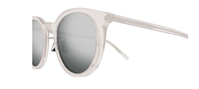 Saint Laurent SL 488/K 004 Beige/Silver Round Mirrored Unisex Sunglasses