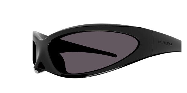 Balenciaga BB0251S 001 Black/Grey Oval Unisex Sunglasses