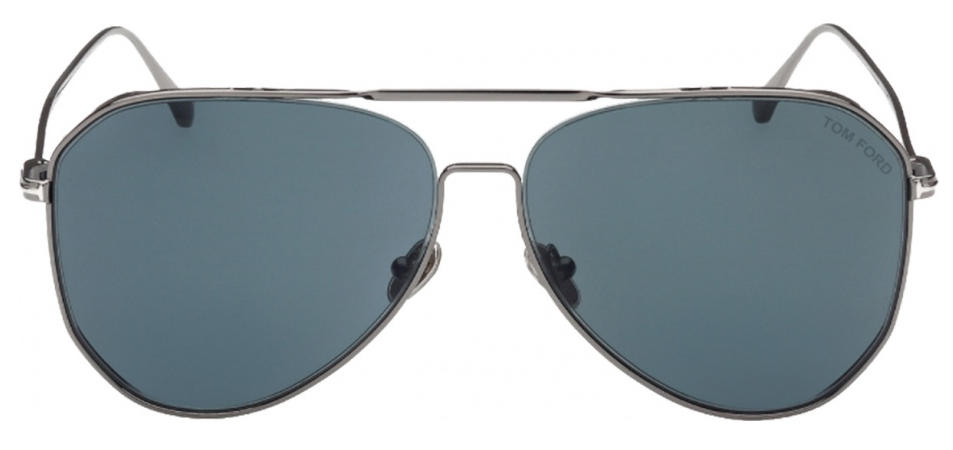 Tom Ford FT0853 Charles-02 12V Shiny Dark Ruthenium/Dark Teal Unisex Sunglasses