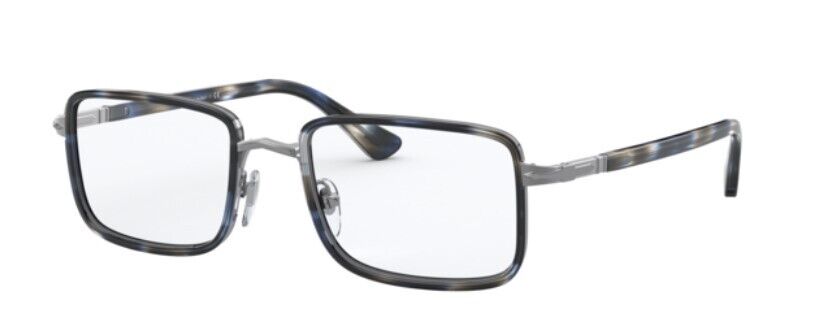 Persol 0PO2473V 1099 Gunmetal Blue Gird Rectangular Men's Eyeglasses