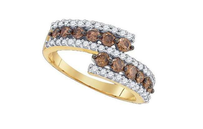 10kt Yellow Gold Brown Diamond Womens Band Ring 1 Cttw